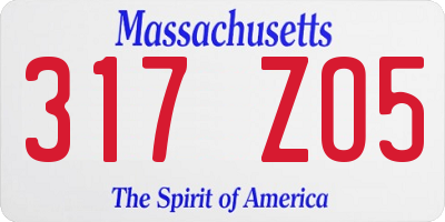 MA license plate 317ZO5