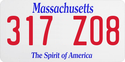 MA license plate 317ZO8