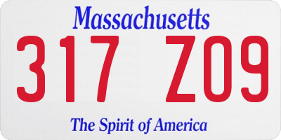 MA license plate 317ZO9