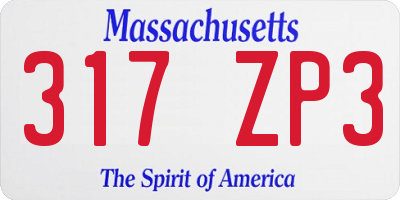 MA license plate 317ZP3