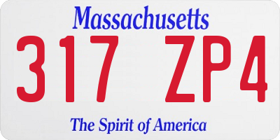 MA license plate 317ZP4