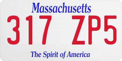 MA license plate 317ZP5