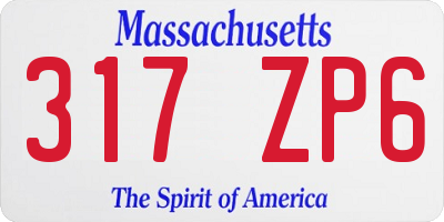 MA license plate 317ZP6