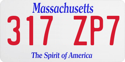 MA license plate 317ZP7