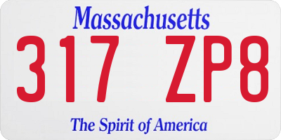 MA license plate 317ZP8