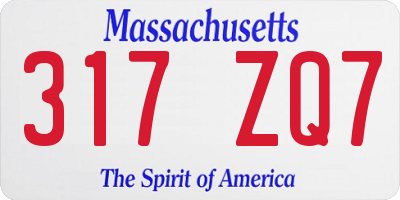 MA license plate 317ZQ7