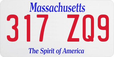 MA license plate 317ZQ9