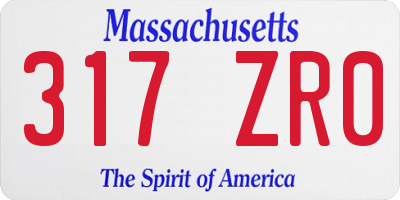 MA license plate 317ZR0