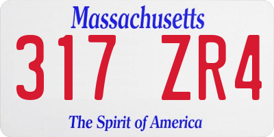 MA license plate 317ZR4
