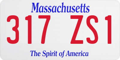 MA license plate 317ZS1