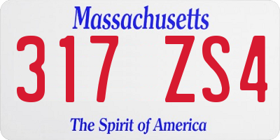 MA license plate 317ZS4