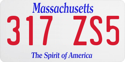 MA license plate 317ZS5