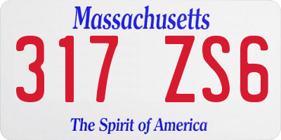 MA license plate 317ZS6