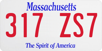 MA license plate 317ZS7