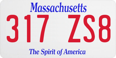 MA license plate 317ZS8