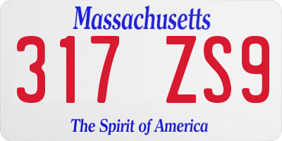 MA license plate 317ZS9