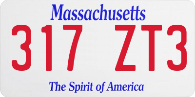 MA license plate 317ZT3