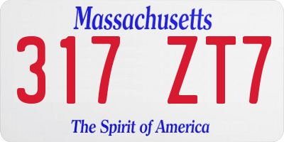 MA license plate 317ZT7