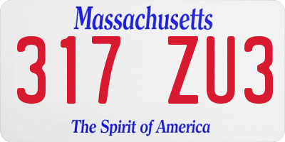MA license plate 317ZU3