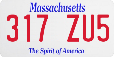 MA license plate 317ZU5