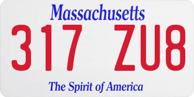 MA license plate 317ZU8