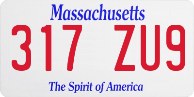 MA license plate 317ZU9