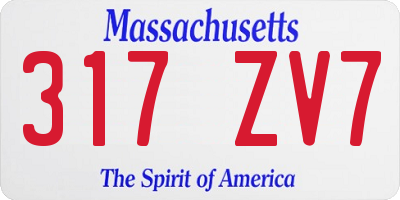 MA license plate 317ZV7