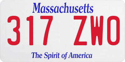 MA license plate 317ZW0