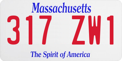 MA license plate 317ZW1