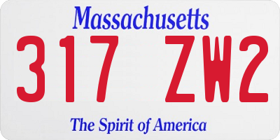 MA license plate 317ZW2