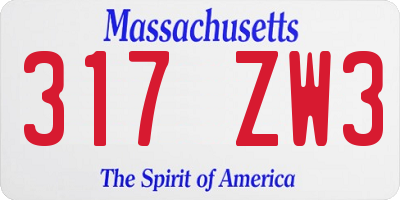 MA license plate 317ZW3