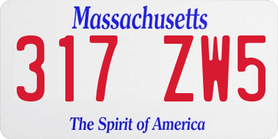 MA license plate 317ZW5