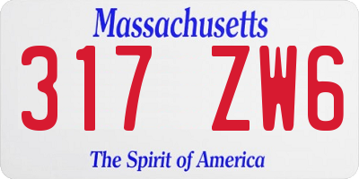 MA license plate 317ZW6
