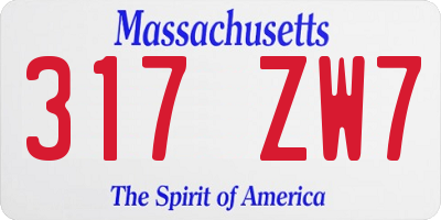 MA license plate 317ZW7