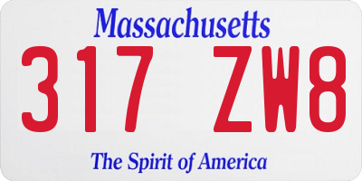 MA license plate 317ZW8
