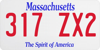 MA license plate 317ZX2
