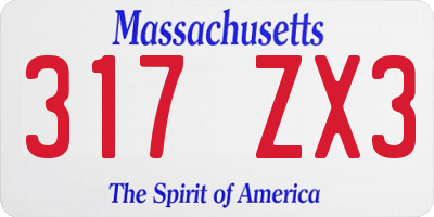 MA license plate 317ZX3