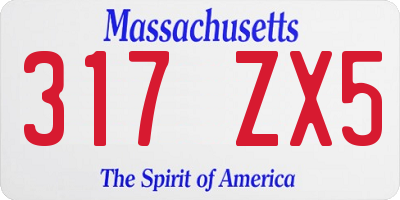 MA license plate 317ZX5