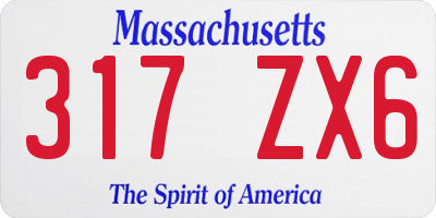 MA license plate 317ZX6