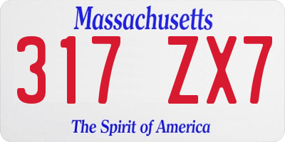 MA license plate 317ZX7