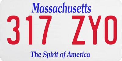 MA license plate 317ZY0
