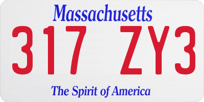 MA license plate 317ZY3