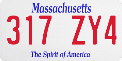 MA license plate 317ZY4