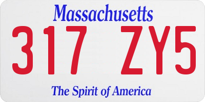 MA license plate 317ZY5