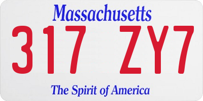 MA license plate 317ZY7
