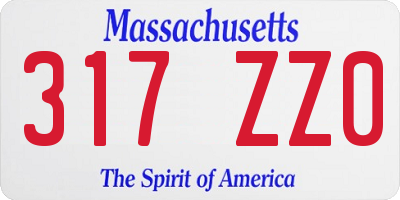 MA license plate 317ZZ0