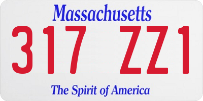 MA license plate 317ZZ1