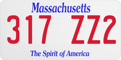 MA license plate 317ZZ2