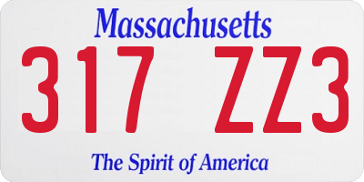 MA license plate 317ZZ3