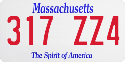 MA license plate 317ZZ4